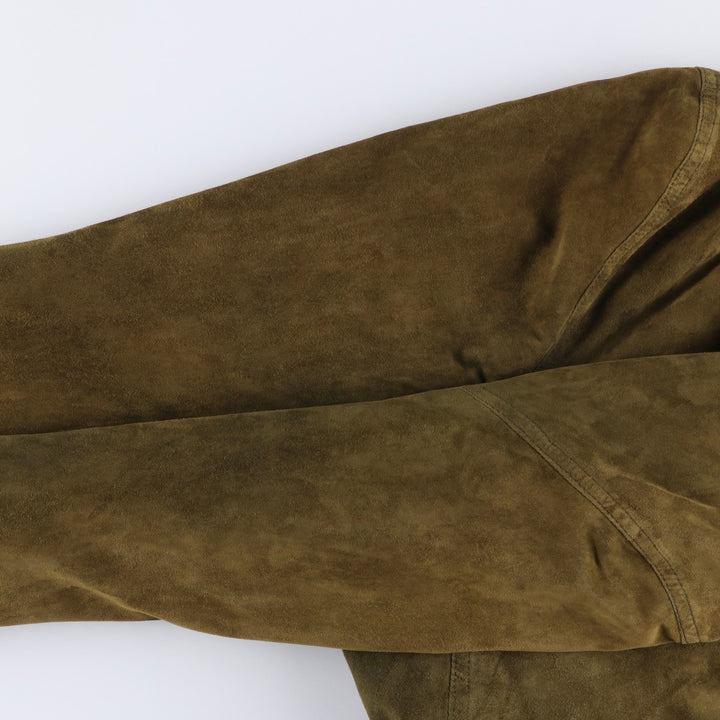 ANTICA PELLERIA Balster Jacket, Suede Leather Blouson, Made in Italy, Men's XXL Genuine Leather Suede Leather Khaki type brown Vintage Second Hand