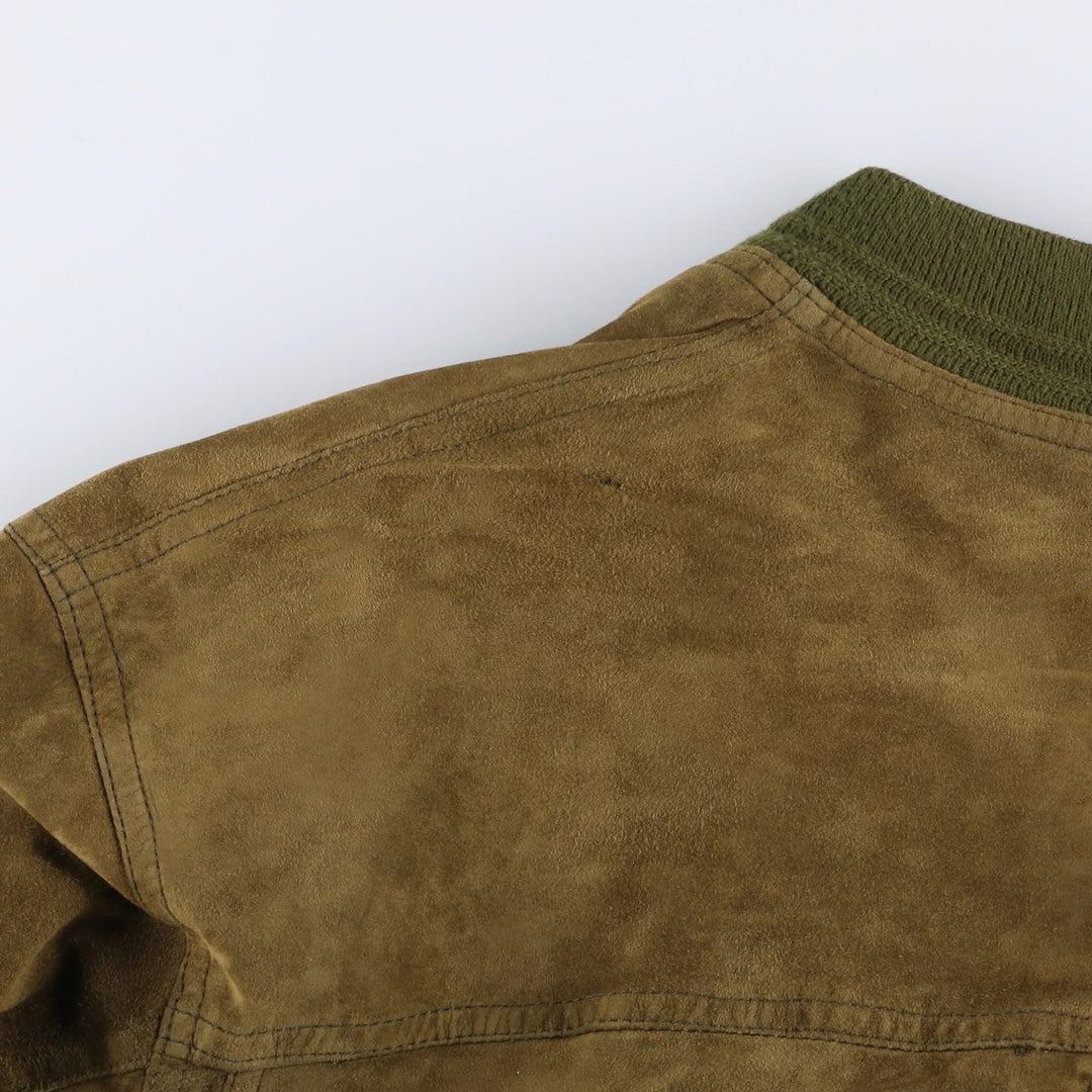 ANTICA PELLERIA Balster Jacket, Suede Leather Blouson, Made in Italy, Men's XXL Genuine Leather Suede Leather Khaki type brown Vintage Second Hand