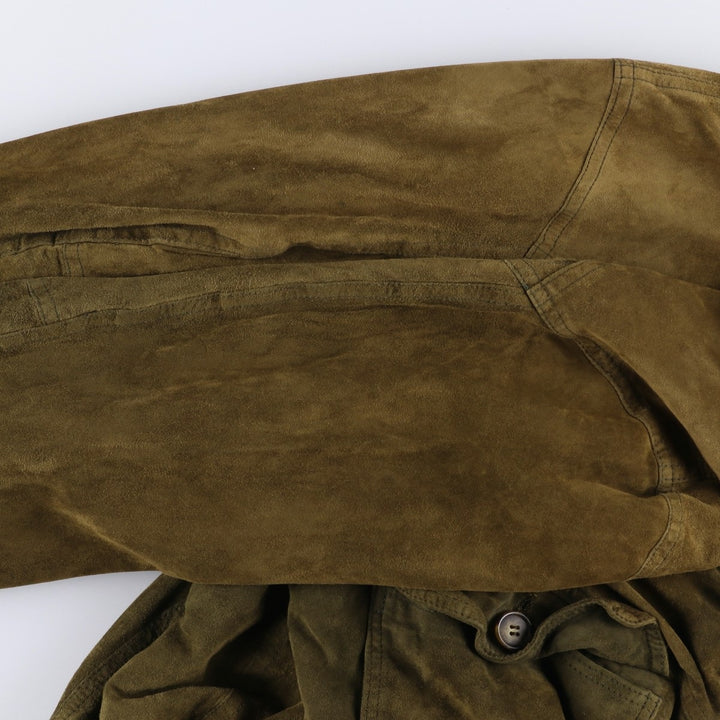 ANTICA PELLERIA Balster Jacket, Suede Leather Blouson, Made in Italy, Men's XXL Genuine Leather Suede Leather Khaki type brown Vintage Second Hand
