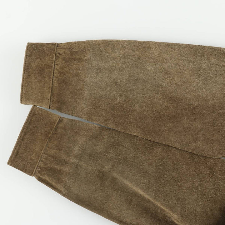 GAP BLUE JEANS Trucker Jacket, Suede Leather Jacket, Men's Size Small Genuine Leather Suede Leather Khaki type brown Vintage Second Hand