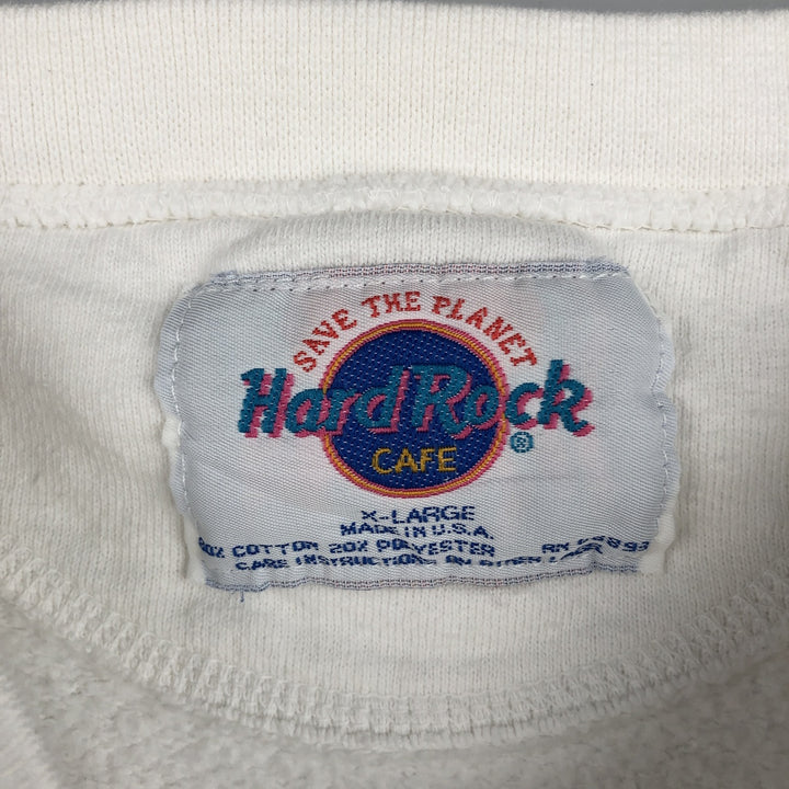 90'S Hard Rock Cafe Advertising Sweatshirt, Made in USA, Men's XL, Vintage cotton white type Vintage Second Hand