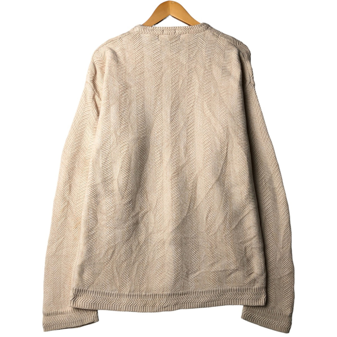 Ralph Lauren CHAPS herringbone cotton knit sweater, men's size M cotton Beige type Vintage Second Hand