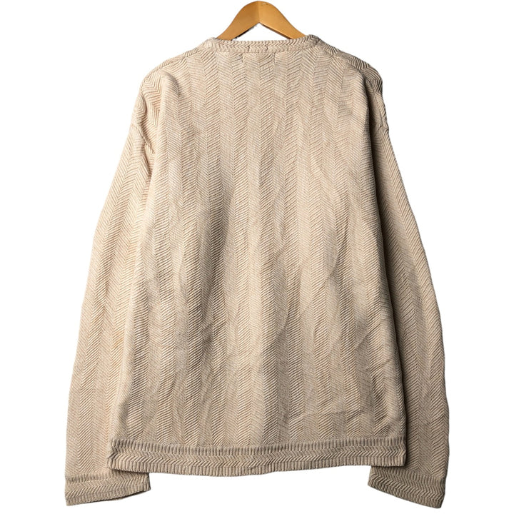 Ralph Lauren CHAPS herringbone cotton knit sweater, men's size M cotton Beige type Vintage Second Hand
