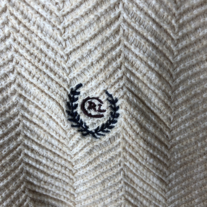 Ralph Lauren CHAPS herringbone cotton knit sweater, men's size M cotton Beige type Vintage Second Hand