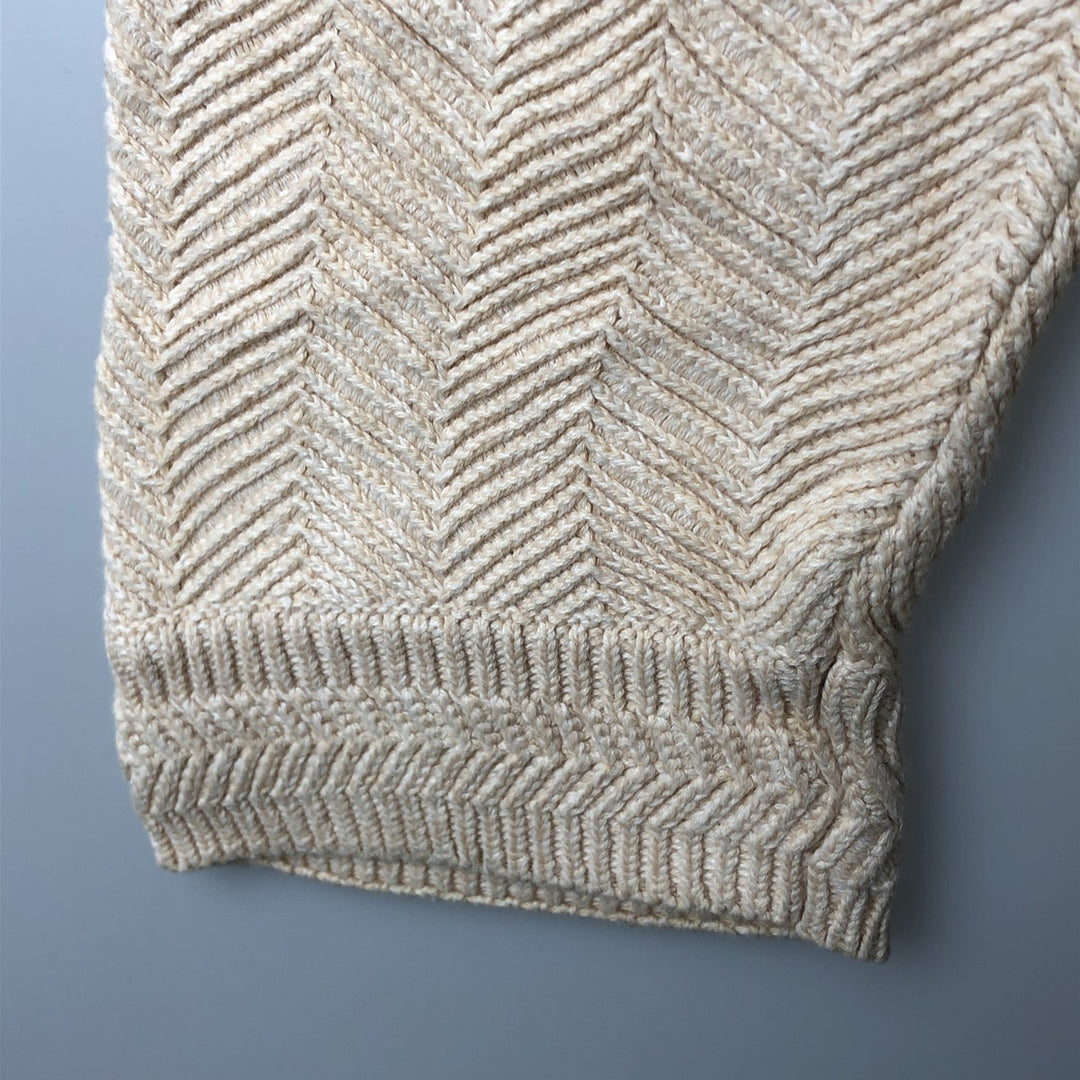 Ralph Lauren CHAPS herringbone cotton knit sweater, men's size M cotton Beige type Vintage Second Hand