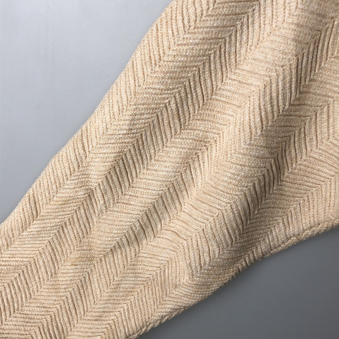 Ralph Lauren CHAPS herringbone cotton knit sweater, men's size M cotton Beige type Vintage Second Hand