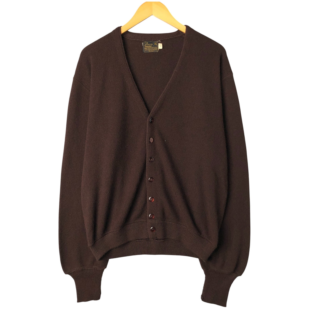 Vintage 70s-80'S JCPenney acrylic knit cardigan, men's size XL Oron Acrylic brown type Vintage Second Hand