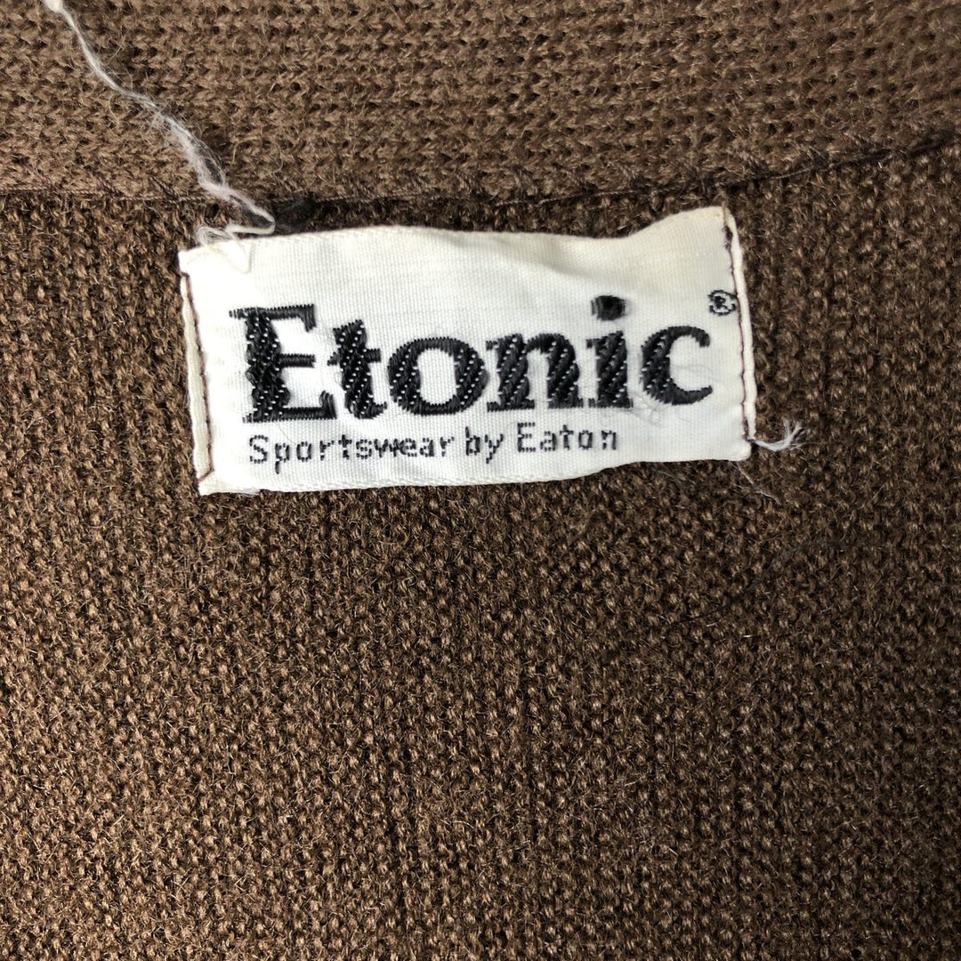 Etonic Acrylic Knit Cardigan, Men's Size L, Vintage Oron Acrylic brown type Vintage Second Hand