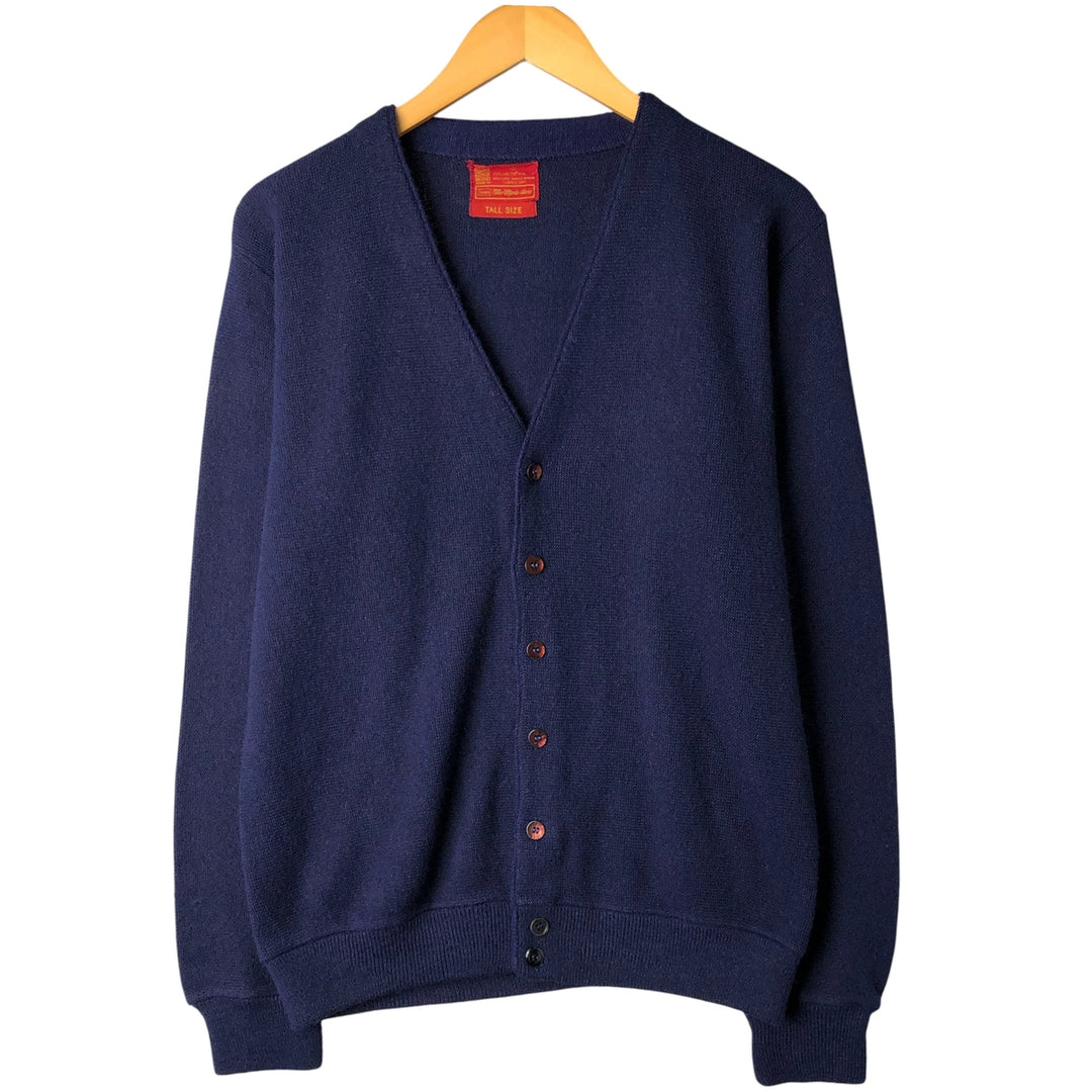 Vintage 1970'S Sears Kings Road acrylic knit cardigan, size L, men's Oron Acrylic navy blue type Vintage Second Hand