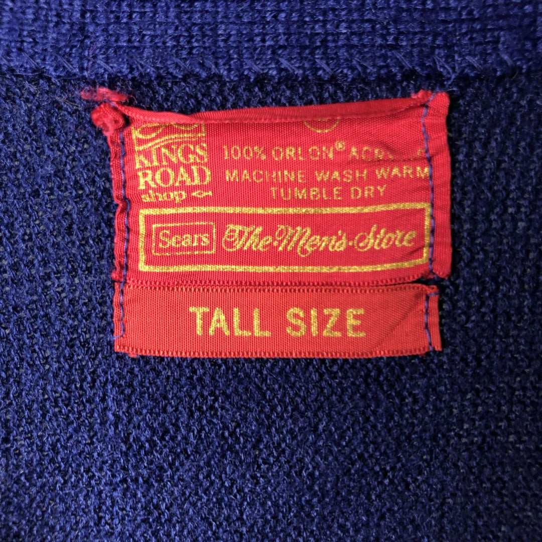 Vintage 1970'S Sears Kings Road acrylic knit cardigan, size L, men's Oron Acrylic navy blue type Vintage Second Hand