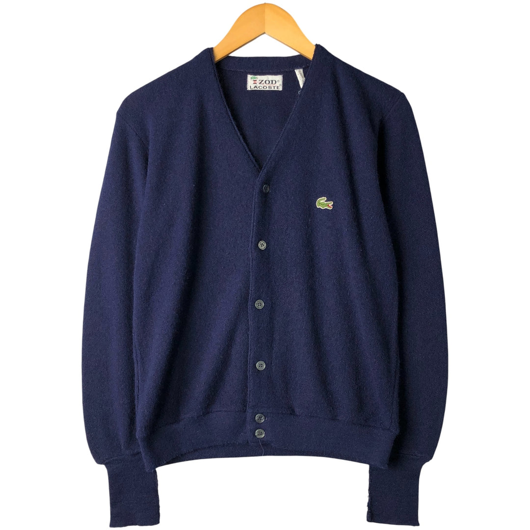 Vintage 1970'S Lacoste IZOD acrylic knit cardigan, men's size small Oron Acrylic navy blue type Vintage Second Hand