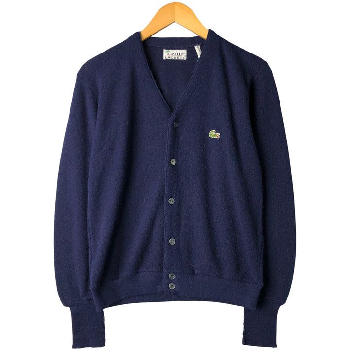 Vintage 1970'S Lacoste IZOD acrylic knit cardigan, men's size small Oron Acrylic navy blue type Vintage Second Hand