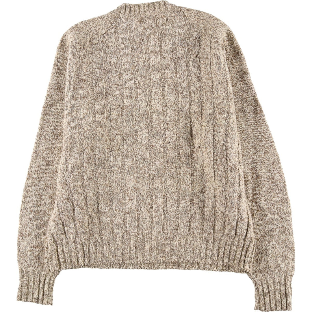 1970'S Woolrich Cable Knit Wool Sweater, Made in USA, Men's Size XL (approx.), Vintage wool Beige type Vintage Second Hand