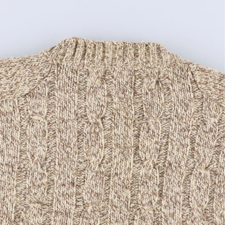 1970'S Woolrich Cable Knit Wool Sweater, Made in USA, Men's Size XL (approx.), Vintage wool Beige type Vintage Second Hand