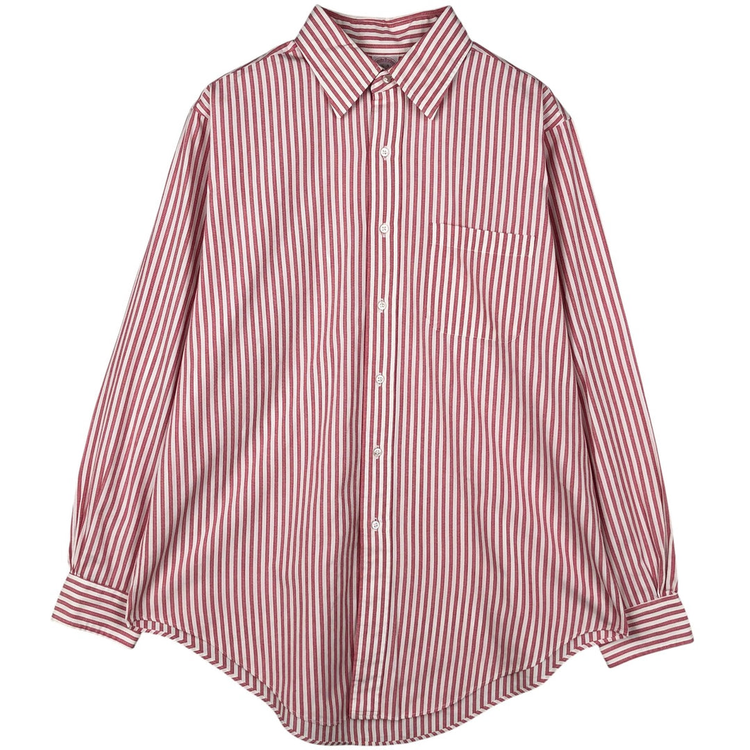 Vintage 80s-90'S Brooks Brothers MAKERS long-sleeved striped shirt, Made in USA, Men's Size L cotton red type Vintage Second Hand