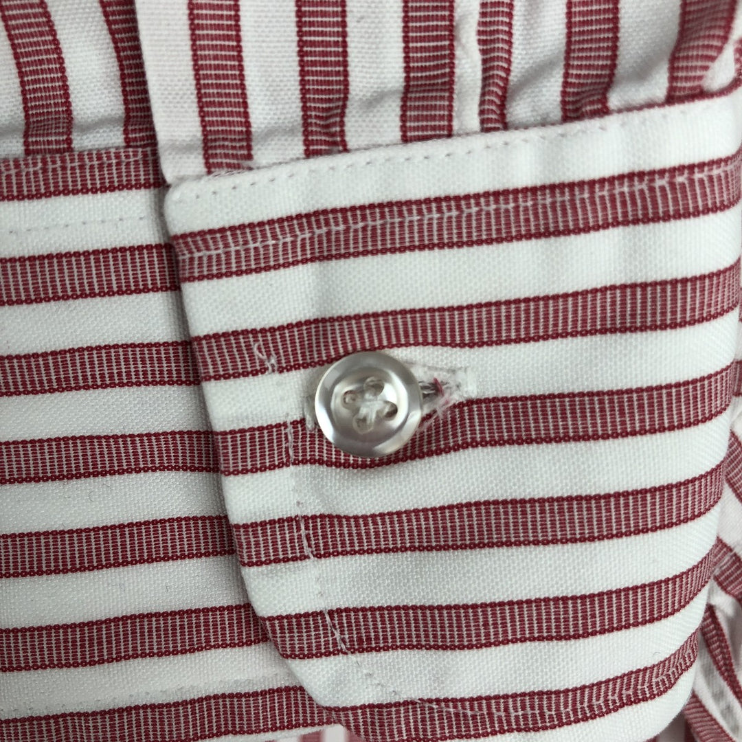 Vintage 80s-90'S Brooks Brothers MAKERS long-sleeved striped shirt, Made in USA, Men's Size L cotton red type Vintage Second Hand