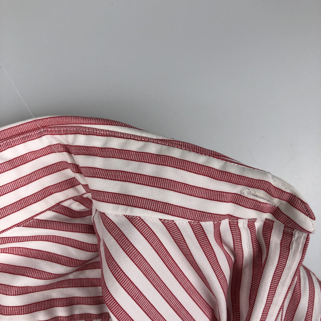 Vintage 80s-90'S Brooks Brothers MAKERS long-sleeved striped shirt, Made in USA, Men's Size L cotton red type Vintage Second Hand