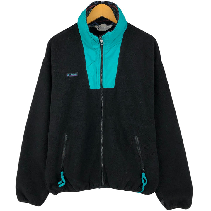 90'S Columbia White Tag Fleece Jacket, Made in USA, Men's Size L, Vintage polyester black type Vintage Second Hand