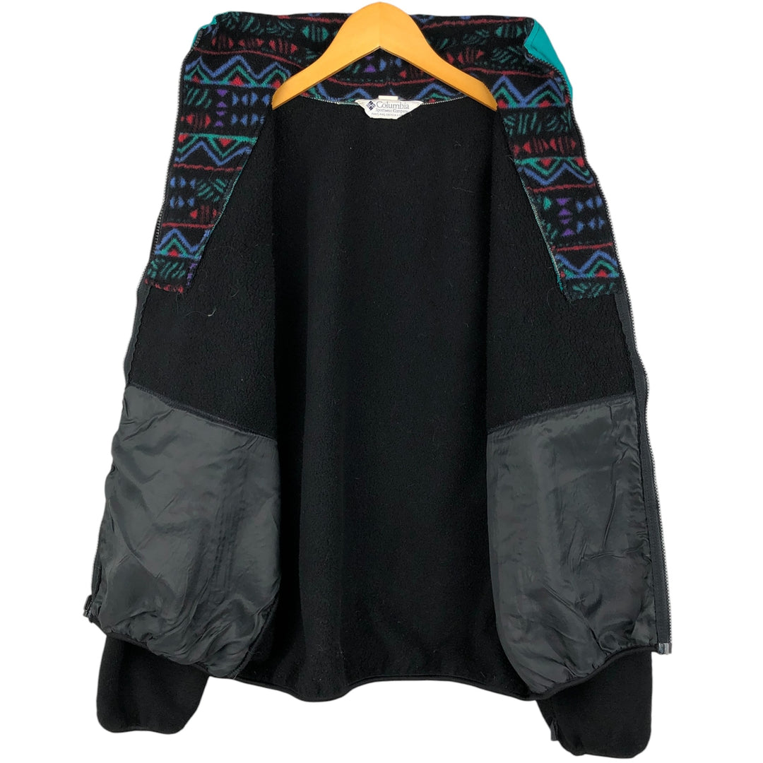 90'S Columbia White Tag Fleece Jacket, Made in USA, Men's Size L, Vintage polyester black type Vintage Second Hand