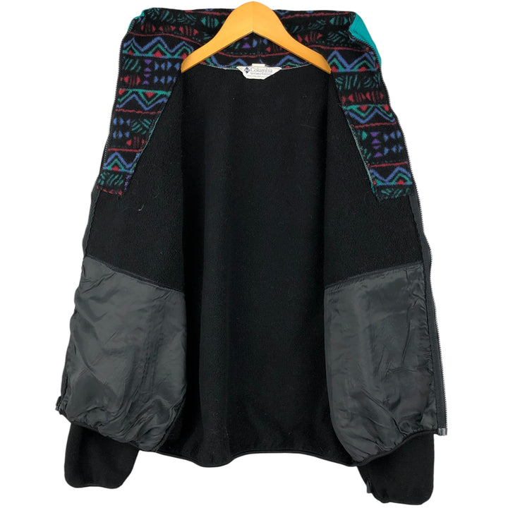 90'S Columbia White Tag Fleece Jacket, Made in USA, Men's Size L, Vintage polyester black type Vintage Second Hand