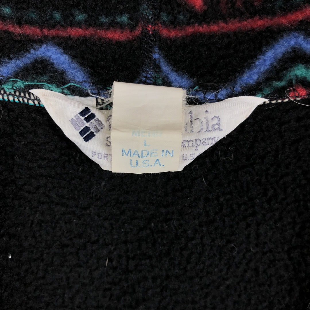 90'S Columbia White Tag Fleece Jacket, Made in USA, Men's Size L, Vintage polyester black type Vintage Second Hand