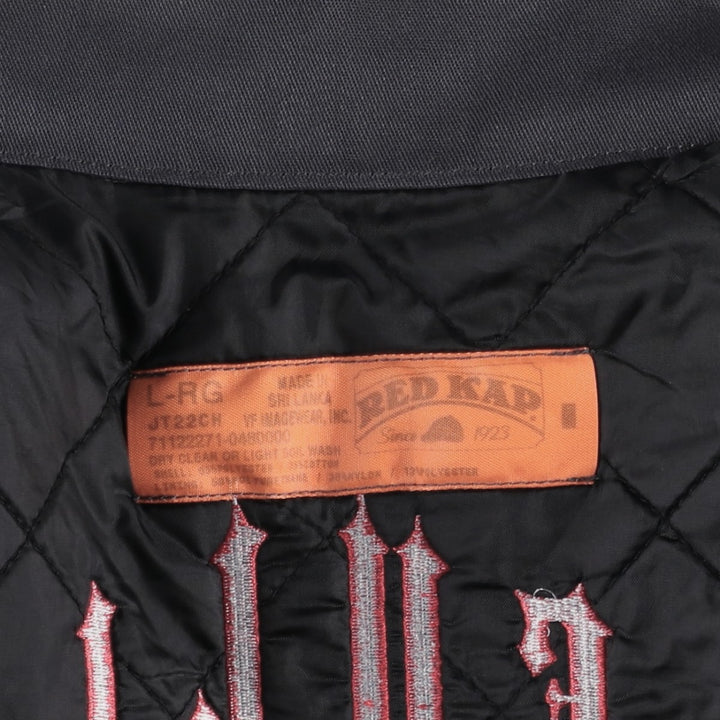 90'S Red Kap padded work jacket, men's size L, vintage polyester gray type Vintage Second Hand