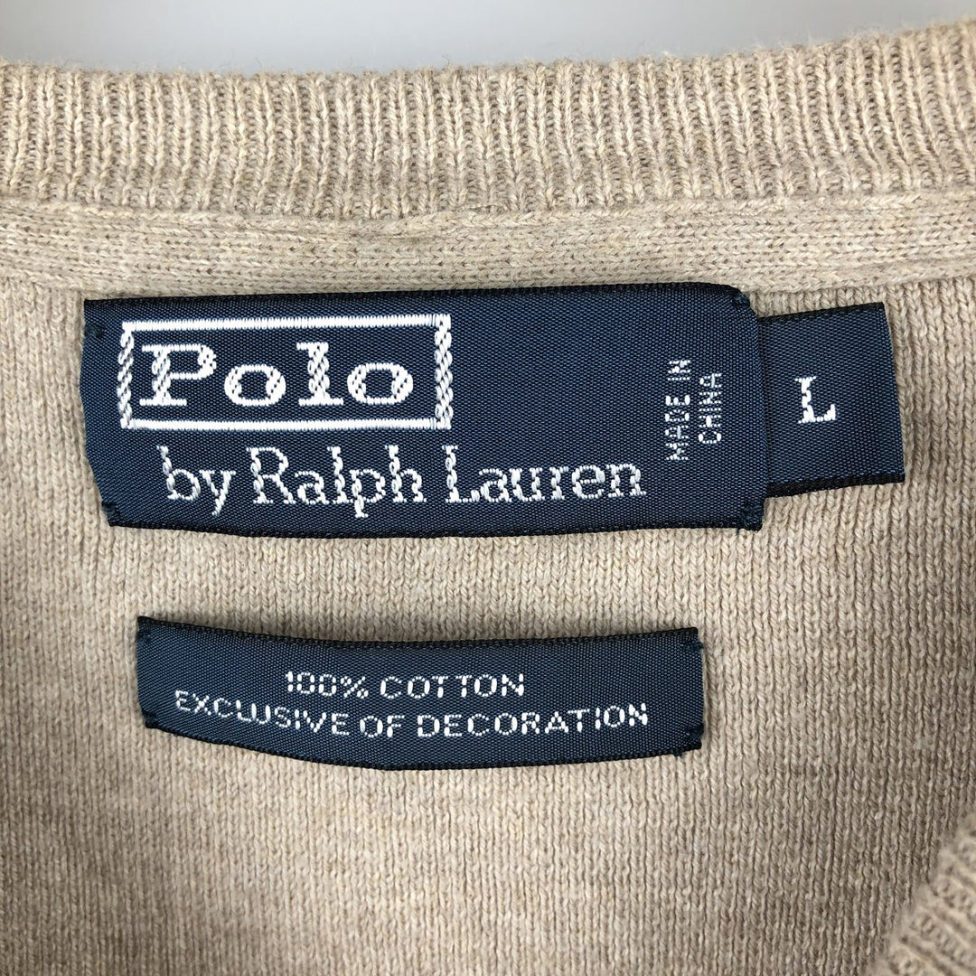 Ralph Lauren POLO by Ralph Lauren Cotton Knit Sweater Men's L size cotton Beige type Vintage Second Hand