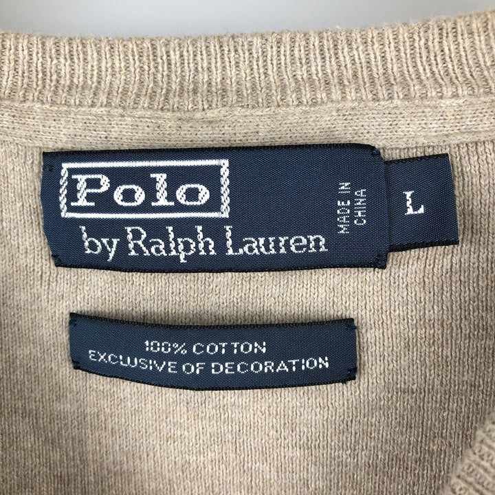 Ralph Lauren POLO by Ralph Lauren Cotton Knit Sweater Men's L size cotton Beige type Vintage Second Hand
