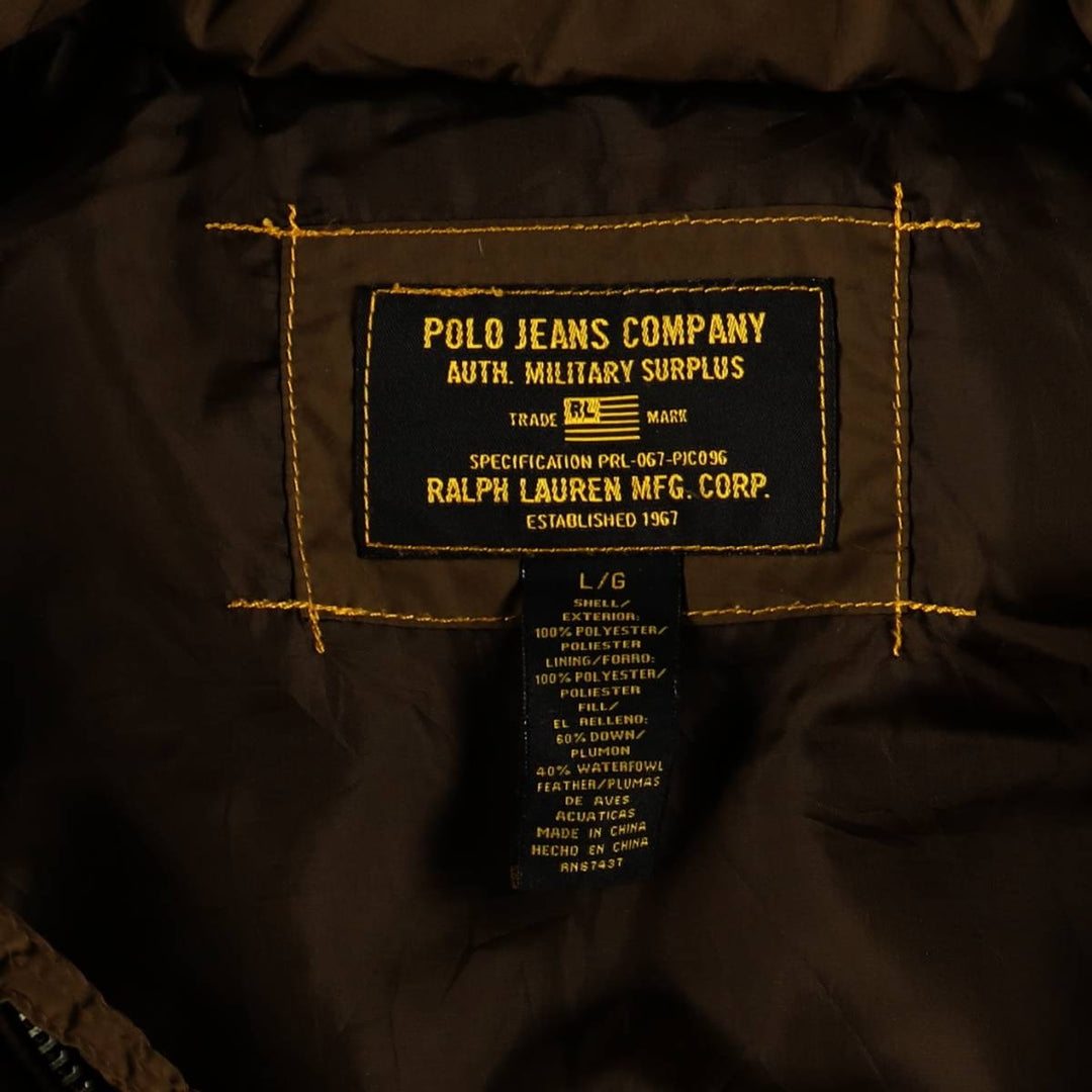 2000'S Ralph Lauren Polo Jeans Company down vest, men's size L polyester brown type Vintage Second Hand