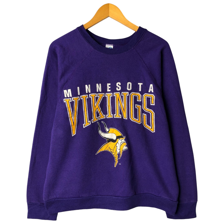 Vintage 1990'S Altex NFL Minnesota Vikings Print Sweatshirt, Made in USA, Men's Size Large acrylic purple type Vintage Second Hand