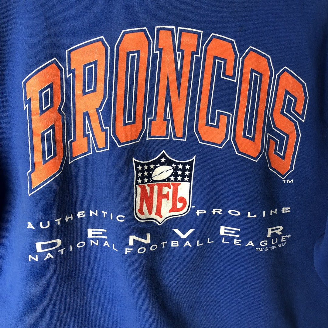 Vintage 90'S NFL Denver Broncos Logo ATHLETIC Print Sweatshirt, Made in USA, Men's Size L cotton blue type Vintage Second Hand