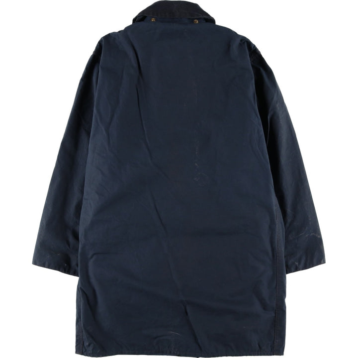 2000'S Barbour BORDER Waxed Cotton Oiled Jacket with Old 3 Warrant Badge, Made in the UK, C38, Men's Size M cotton navy blue type Vintage Second Hand