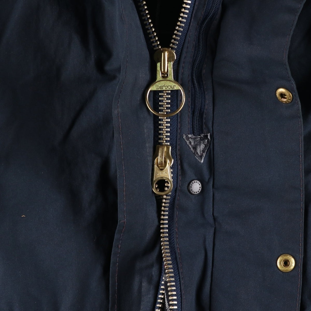 2000'S Barbour BORDER Waxed Cotton Oiled Jacket with Old 3 Warrant Badge, Made in the UK, C38, Men's Size M cotton navy blue type Vintage Second Hand