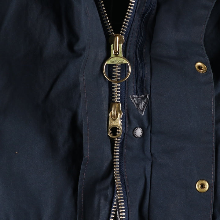 2000'S Barbour BORDER Waxed Cotton Oiled Jacket with Old 3 Warrant Badge, Made in the UK, C38, Men's Size M cotton navy blue type Vintage Second Hand