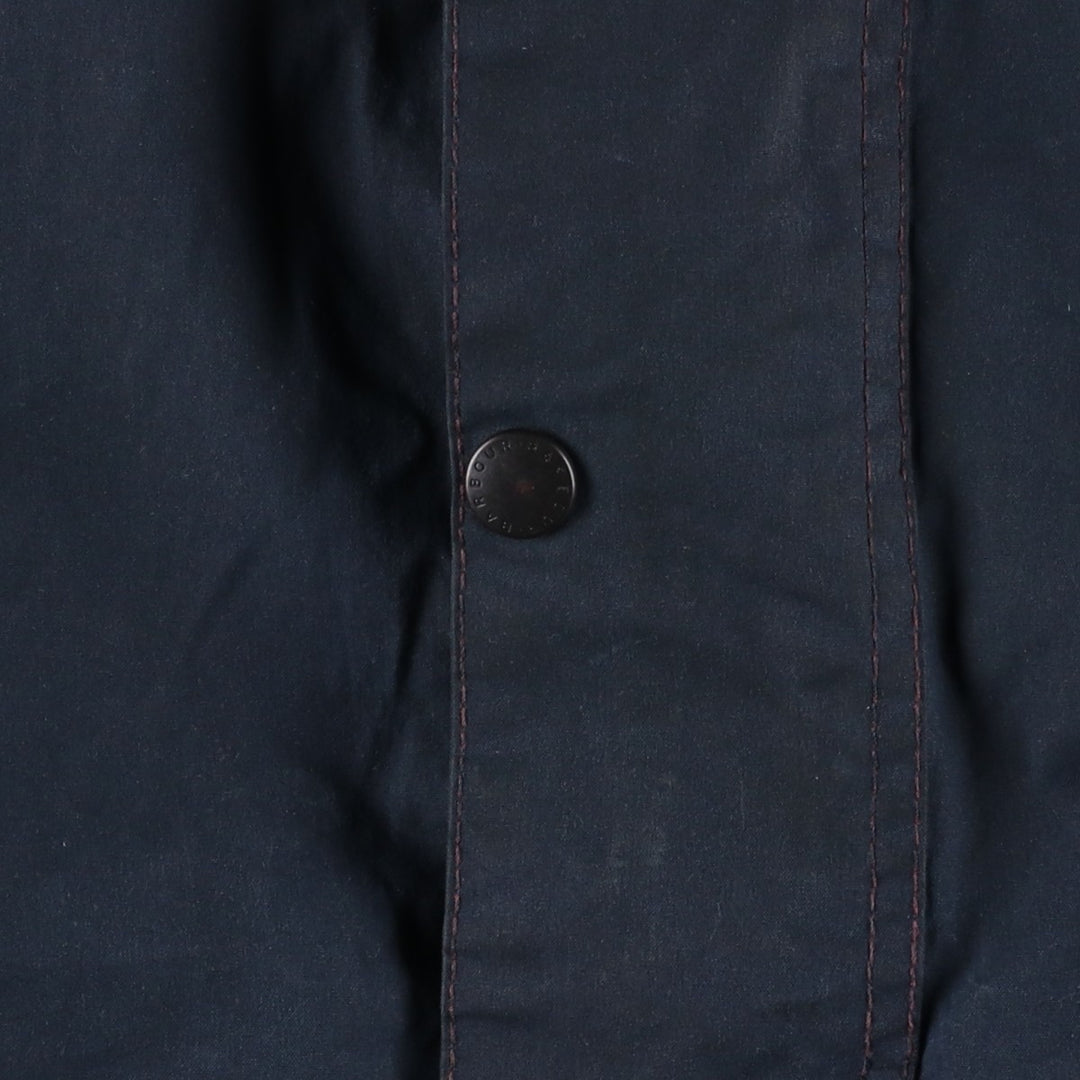 2000'S Barbour BORDER Waxed Cotton Oiled Jacket with Old 3 Warrant Badge, Made in the UK, C38, Men's Size M cotton navy blue type Vintage Second Hand