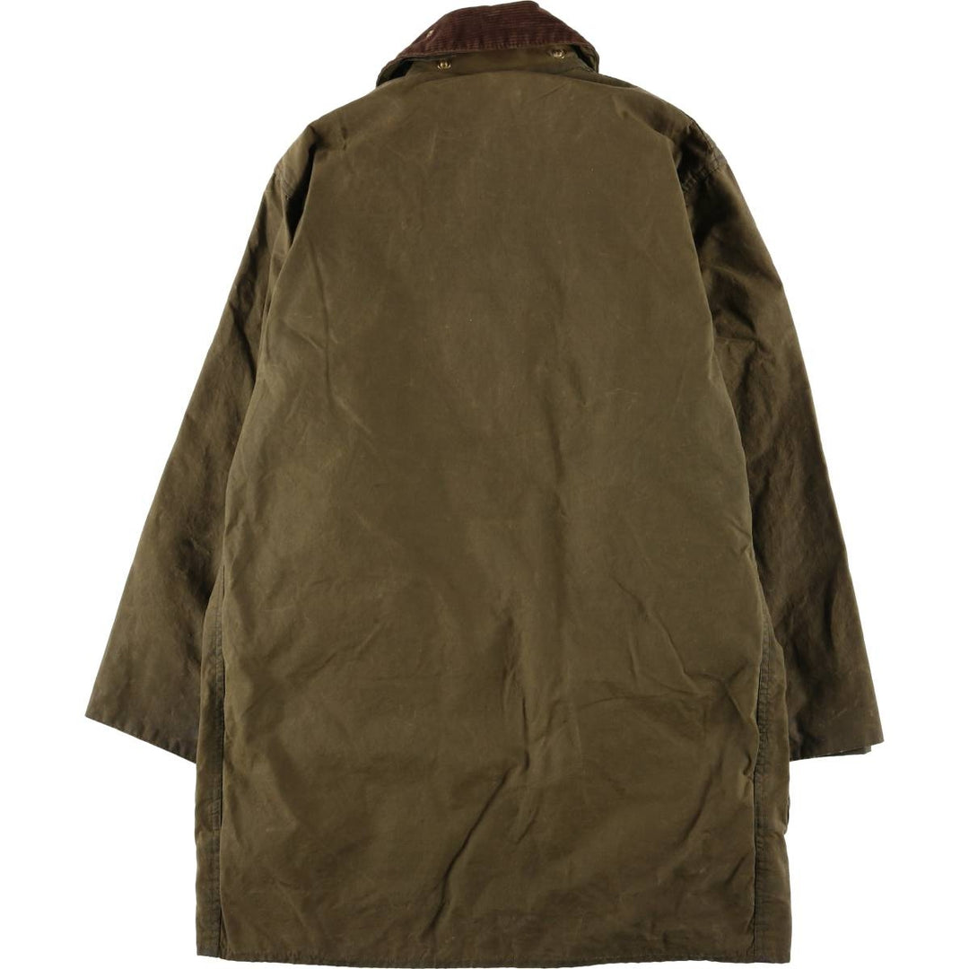 Vintage 80s-90'S Barbour BORDER (old 3-warrant) waxed cotton oiled jacket, made in England, men's size L unclear Khaki type Vintage Second Hand