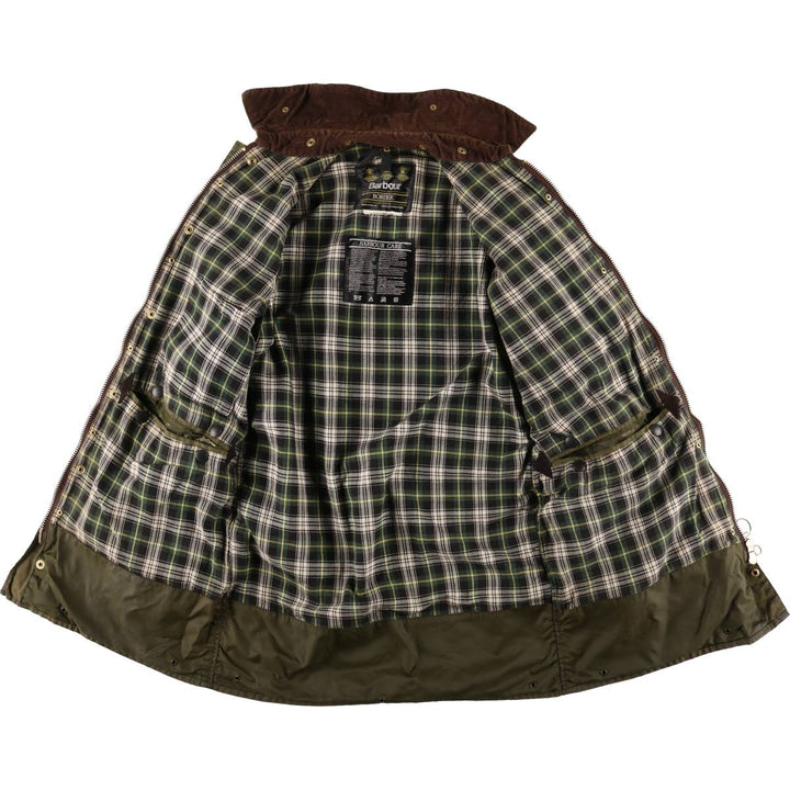 Vintage 80s-90'S Barbour BORDER (old 3-warrant) waxed cotton oiled jacket, made in England, men's size L unclear Khaki type Vintage Second Hand