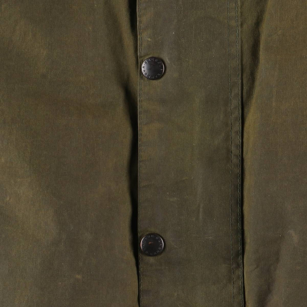 Vintage 80s-90'S Barbour BORDER (old 3-warrant) waxed cotton oiled jacket, made in England, men's size L unclear Khaki type Vintage Second Hand