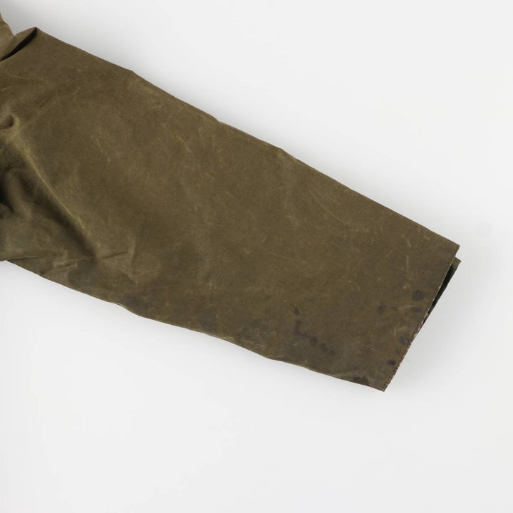 Vintage 80s-90'S Barbour BORDER (old 3-warrant) waxed cotton oiled jacket, made in England, men's size L unclear Khaki type Vintage Second Hand