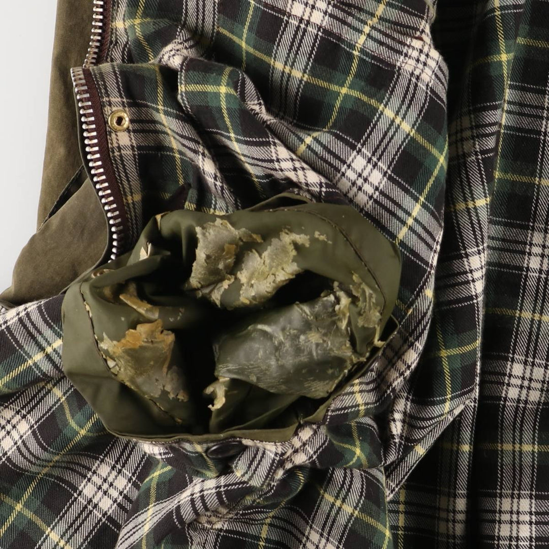 Vintage 80s-90'S Barbour BORDER (old 3-warrant) waxed cotton oiled jacket, made in England, men's size L unclear Khaki type Vintage Second Hand