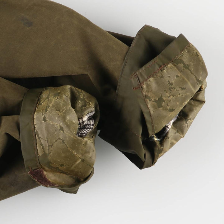 Vintage 80s-90'S Barbour BORDER (old 3-warrant) waxed cotton oiled jacket, made in England, men's size L unclear Khaki type Vintage Second Hand