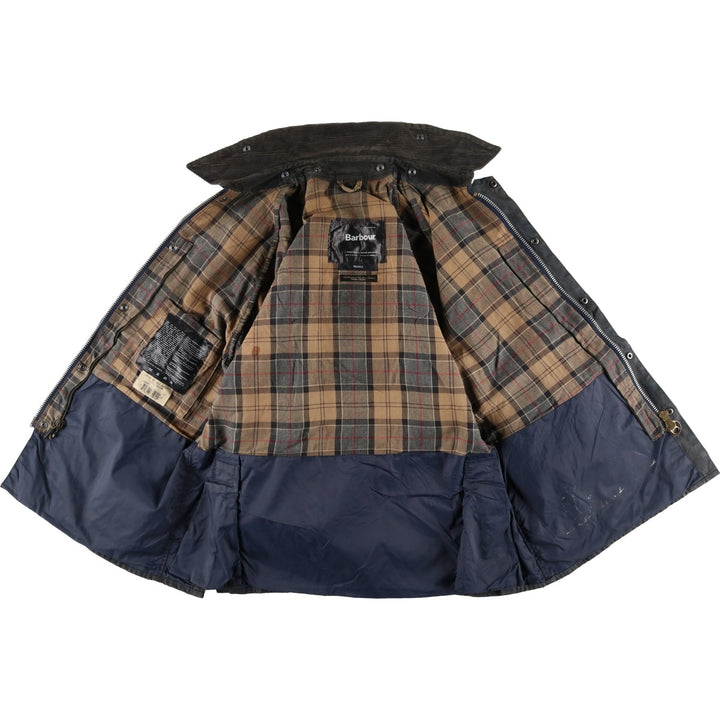 2000'S Barbour BEDALE waxed cotton oiled jacket, Made in England, C42, Men's size L cotton Charcoal Vintage Second Hand
