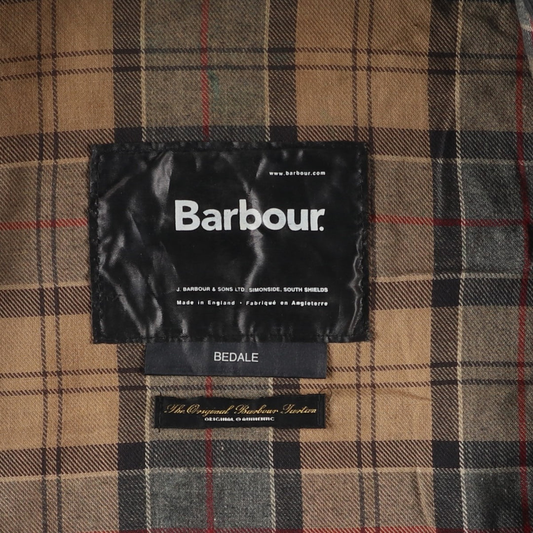 2000'S Barbour BEDALE waxed cotton oiled jacket, Made in England, C42, Men's size L cotton Charcoal Vintage Second Hand