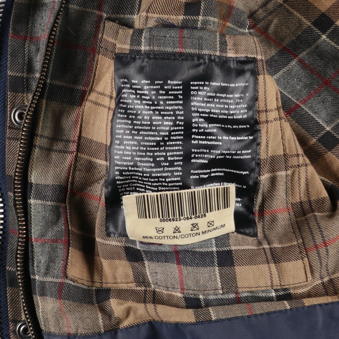 2000'S Barbour BEDALE waxed cotton oiled jacket, Made in England, C42, Men's size L cotton Charcoal Vintage Second Hand
