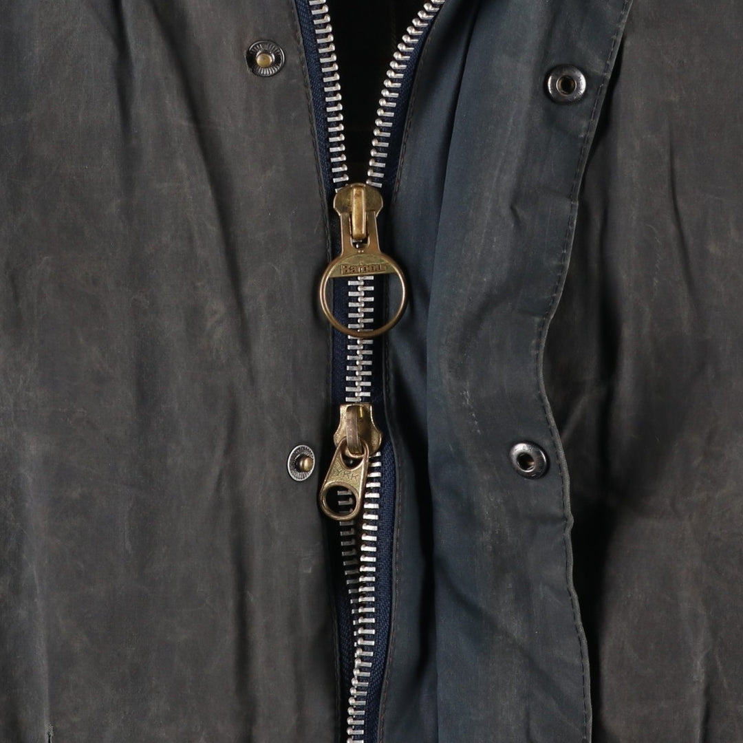 2000'S Barbour BEDALE waxed cotton oiled jacket, Made in England, C42, Men's size L cotton Charcoal Vintage Second Hand