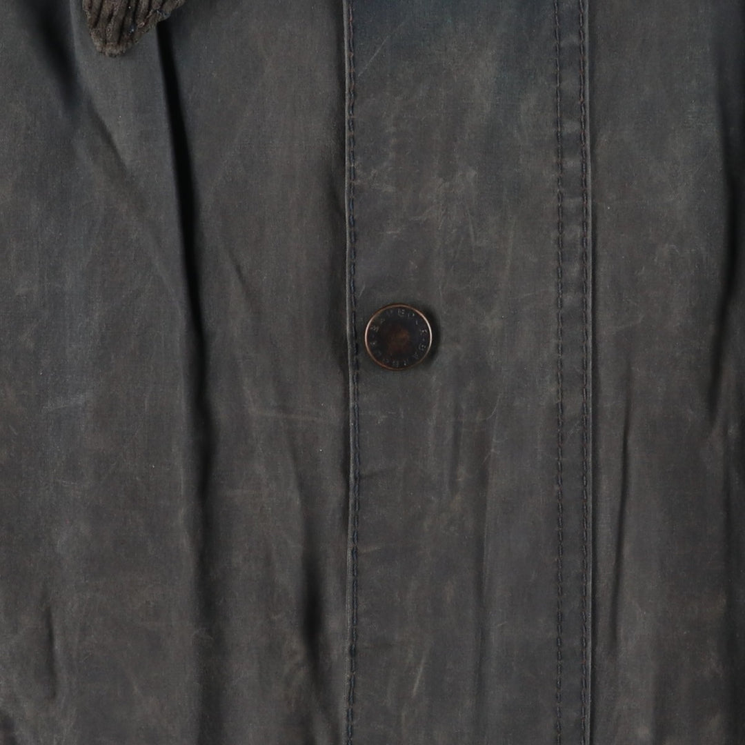 2000'S Barbour BEDALE waxed cotton oiled jacket, Made in England, C42, Men's size L cotton Charcoal Vintage Second Hand