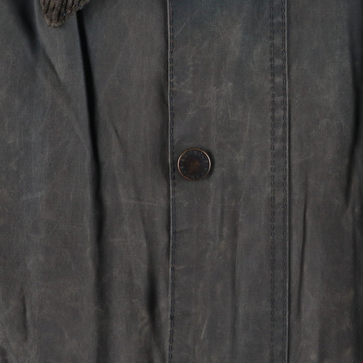 2000'S Barbour BEDALE waxed cotton oiled jacket, Made in England, C42, Men's size L cotton Charcoal Vintage Second Hand