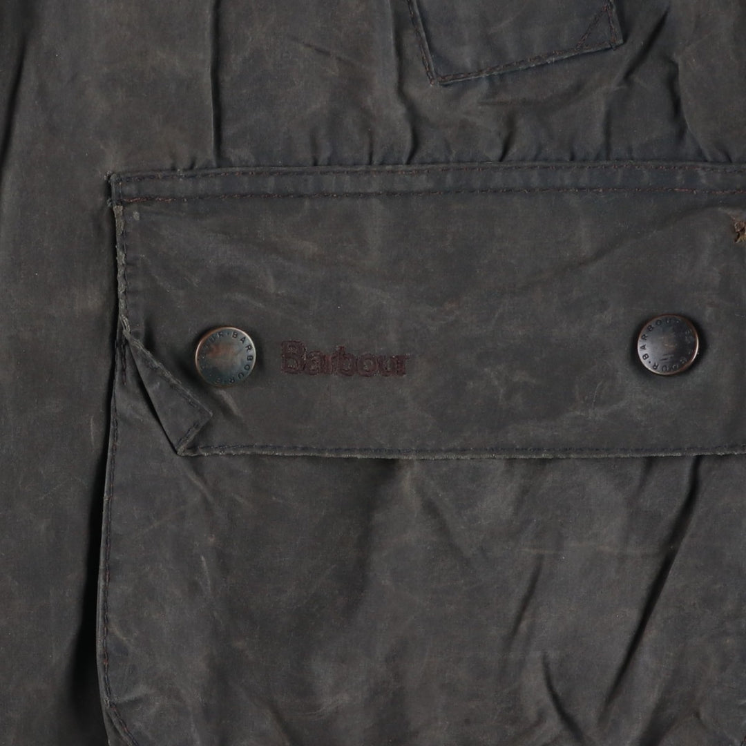 2000'S Barbour BEDALE waxed cotton oiled jacket, Made in England, C42, Men's size L cotton Charcoal Vintage Second Hand