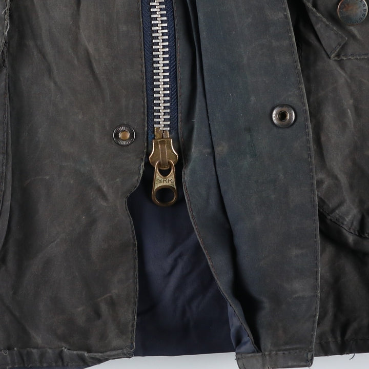 2000'S Barbour BEDALE waxed cotton oiled jacket, Made in England, C42, Men's size L cotton Charcoal Vintage Second Hand