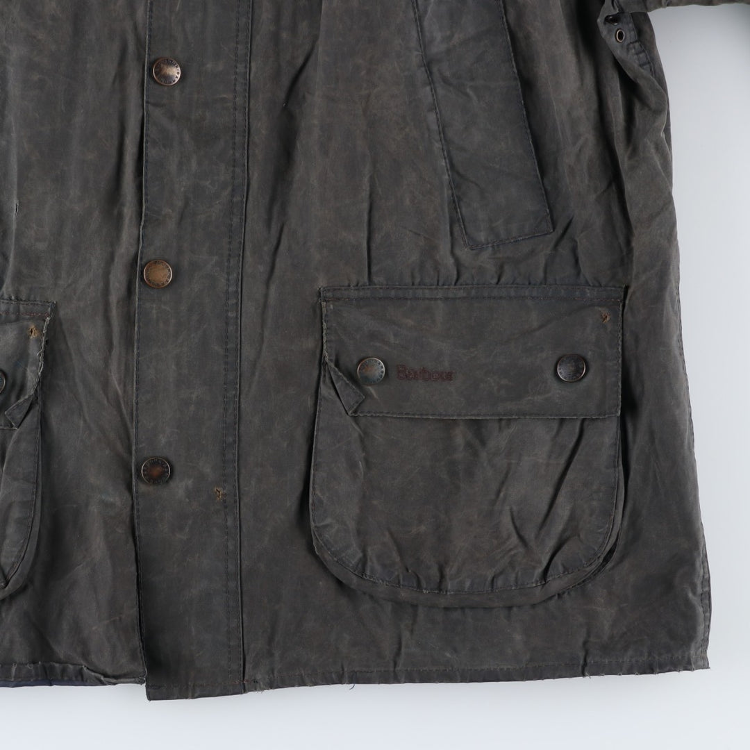 2000'S Barbour BEDALE waxed cotton oiled jacket, Made in England, C42, Men's size L cotton Charcoal Vintage Second Hand